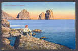 Italy PPC Capri I Faraglioni E Lo Spadero Old Local Man & Sea Of Capri Old Mint Colour Card - Matera