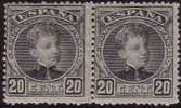 1901. Edifil 247* Alfonso XIII Cadete PAREJA 20cts Negro En Nuevo - Unused Stamps