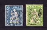 Suisse 1854-62, Helvetia Assise  , N° 27 Et 30  Ø   Cote Yvert 90 Euros - Gebraucht