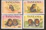 Tanzania 1992 Chimpanzees Monkey Wildlife Mammals 4v Set MNH # A01384 - Schimpansen