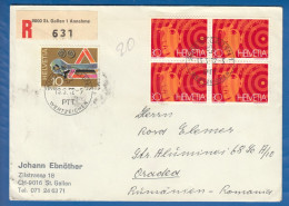 Schweiz; 1972 R-Brief St. Gallen Annahme; Registered Cover; Charge; Mi. 964 Und 966 - Covers & Documents