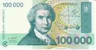100,000 Dinara, 1993 Croatia Currency Banknote, Krause #27a, Uncirculated - Kroatien