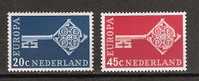 Netherlands Nederland Niederlande Pays Bas Holanda 906/907 MNH; Europa Zegels, Europe Stamps, Timbres, Sellos D´Europa - 1968