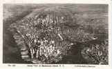 Aerial View Of Manhattan Island On Real Photo Vintage Postcard, New York Harbor, Hudson River, Bridges - Manhattan