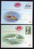 WHALE BALEINE- Hunting,2X Entier Postal Stationery 181,182/2003,PMK BUCHAREST  2003 RED RARE. - Ballenas