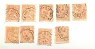 Lot  9 Timbres - Yv 117 - Mouchon Type II 15c Orange. Obl De Plusieur Villes - Gebraucht