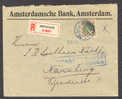 Netherlands Amsterdamsche Bank Amsterdam Cancel 1915 Registered Cover To Germany Zensur Censor Violet Geprüft - Lettres & Documents