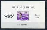 LIBERIA 1960 Rome Olympics Games Miniature Sheet Yvert Cat. N° 16 Absolutely Perfect MNH ** - Zomer 1960: Rome