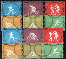 Olympiade Tokio 1964 Perf. LIBYAN 166/1+ZD Aus Block 8 ** 24€ Boxen Fußball Hürden Radsport Sprung Bloc Bf Olympics - Kunst- Und Turmspringen