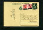 F437  STORIA POSTALE RE DI MAGGIO CARTOLINA  POSTALE C.60 DEMOCRATICA + COPPIA L.1,20 SOPRASTAMPA MONUMENTI DISTRUTTI - Poststempel