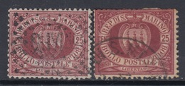 SAN MARINO - Sassone N. 5 + 5a - USATI - LUXUS GESTEMPELT - Cv 240 Euro - Usados