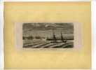 - LE PORT DE CARDIFF. GRAVURE SUR BOIS DU XIXe S. DECOUPEE ET COLLEE SUR PAPIER - Art