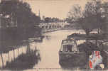 COTE D OR.AUXONNE.PONT ET PORT DE LA SCIERIE  Cp Timbre Partie état  ...PENICHE ET CANAUX - Auxonne