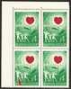 Russia 1972 Mi# 3985 Block Of 4 With Plate Error Pos. 11 - Heart Month - Variétés & Curiosités