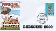 BEDECINE 2008 à ILLZACH Avec TIBET : ENVELOPPE Illustrée FORMAT FDC Et Cachet Temporaire Timbre LUCKY LUKE COW-BOY - Bandes Dessinées