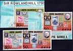 Hill 1980 Historische Briefmarken Korea 1973/4,ER, ZD Plus Kleinbogen O 22€ Bloque Hoja M/s Philatelic Sheetlet Bf Corea - Rowland Hill