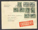 Netherlands Spoedbestelling EXPRÉS Label Airmail Mult Franked Deluxe AMSTERDAM CENTRAL STATION 1915 Cover To Denemarken - Cartas & Documentos