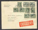 Netherlands Spoedbestelling EXPRÉS Label Airmail Mult Franked Deluxe AMSTERDAM CENTRAL STATION 1915 Cover To Denemarken - Brieven En Documenten