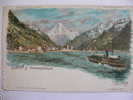 Fluelen Am Vierwaldstattersee Litho Schlumpf  Winterthur    Bateau Aube Paddle Boat - Wald