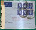 UK - VF 1941 CENSORED COVER To LOS ANGELES - Pane Of 6  SG # 466 - Covers & Documents