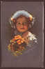 KNOEFEL, LUDWIG Children Sweet Little Girl With Bonnet & Bunch Of Flowers Nasturtium, Novolito No 10664 - Knoefel, Ludwig