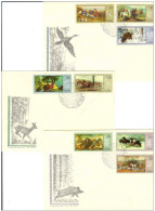 Poland Polska Pologne 1968 FDC X3 Hunt In Painting Fauna Horse Horses Bird Birds Boar Deer - FDC