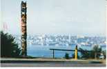 West Seattle Totem Pole Lookout On Downtown Seattle Waterfront, Smith Tower, On C1950s/60s Vintage Chrome Postcard - Seattle