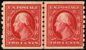 US #393 XF Mint Hinged 2c Washington Coil Line Pair From 1910 - Ungebraucht