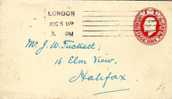 Entero Postal LONDON 1930 A Halifax - Brieven En Documenten