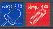 Norway 1999 Mi. 1299-1300  3.60 + 4.00 Kr Norwegischen Erfindungen Norwegian Inventions Käsehobel Büroklammer - Used Stamps