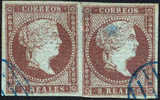 Spain #39 XF Used 2r Isabella Pair From 1855 - Usati