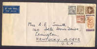 India Airmail Par Avion Mult Franked Calcutte Crown CTC Logo To USA - Luchtpost