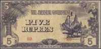 BURMA  (BIRMANIA) 5 RUPIAS/RUPEES  ND(1.942-1.944) KM#15b  MBC/VF  DL-7191 - Autres - Asie