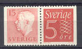 Sweden 1957 W1 Mi. 429a D + 424 D  15 + 5 Ö Zusammendruck Ziffer / King König Gustav VI 3-sided Perf. €11,- MH - 1951-80