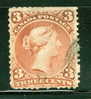 1868 3 Cent Large Queen Issue #25  Trimmed Perfs Along Top - Otros & Sin Clasificación