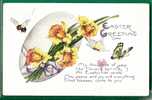 BUTTERFLIES + BEES  On A 1922 Circulated EASTER POSTCARD From LANSFORD, PA To YORK, PA - Butterflies