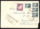 Inflation 1947 5 Iun. Registred ,cover Very Rare Franking 5 Stamps 40 000 Lei,face Value!!! RRR - Covers & Documents