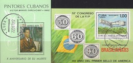 Gemälde Selbstporträt Manuel 1979 Kuba Blocks 60+78 O 7€ Expo BRASILIANA 1983 Hojita Art Blocs Painting Sheets Cuba - Gebruikt