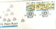 AUSTRALIA  FDC FIRST FLEET SE-TENANT 2 STAMPS & $1 SHIP CAPE TOWN  DATED 08-10-1987 CTO SG? READ DESCRIPTION !! - Cartas & Documentos