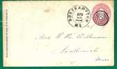 US - VF STAMPED COVER - Year Unreadable - From NORTHAMPTON, MS To MASS - Fine Cancel - ...-1900
