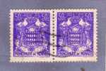 MONACO TIMBRE N° 252 OBLITERE ARMOIRIES ET BLASON 50C VIOLET PAIRE HORIZONTALE - Gebraucht