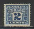 CANADA REVENUE - EXCISE TAX 2 CENTS BLUE - USED - VAN DAM # FX36 - Revenues