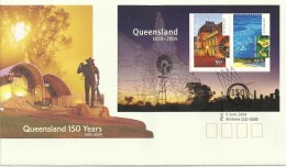 AUSTRALIA FDC QUEENSLAND 150 YEARS LANDSCAPE SET OF 2 STAMPS ON M/S  DATED 09-06-2009 CTO SG? READ DESCRIPTION !! - Briefe U. Dokumente