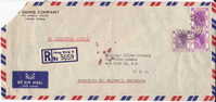 1959  Registered Air Mail Letter To USA  Elizabeth II $2 X 2 + 10 Cents Reduced At Left - Briefe U. Dokumente