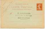 REF LRD3-2 EP CP SEMEUSE CAMEE 10c REPIQUAGE COMMERCIAL AU TAMPON P. LOUVRIER NEUVE - Cartoline Postali Ristampe (ante 1955)