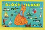 Block Island Map, Rhode Island.  1960-70s Chrome. - Autres & Non Classés