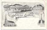 Lehrte Schwarz Weiß Litho Bahnpost 1.2.1900 Gelaufen Bahnhof Mit Dampflok Schule Krieger Denkmal Luther Kirche - Lehrte