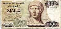 X CIRCOLATA BANCONOTA GRECIA GRECEE 1000 DRACHMAI - Griechenland