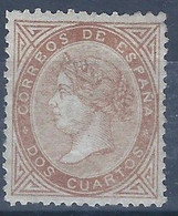 ES087-L1539.España.Spain .Espagne.ISABEL    Ll. 1867.(Ed 87*) Con Charnela.CENTRADO DE LUJO.Marq. - Unused Stamps