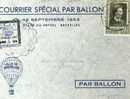 16/913   COURRIER SPECIAL PAR BALLON1953 + VIGNETTE BLEU - Brieven En Documenten